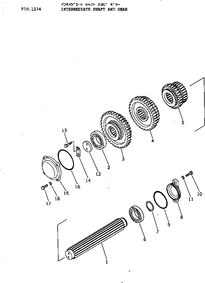 Схема запчастей Komatsu D40PLL-3 - INTERMEDIATE ВАЛ И ПРИВОД ОСНОВН. МУФТА И ТРАНСМИССИЯ