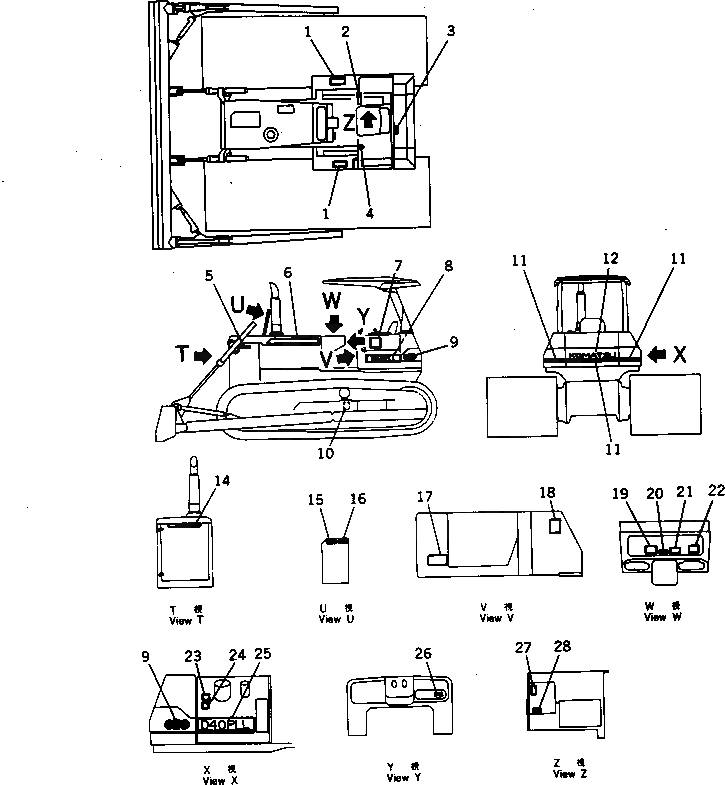 Схема запчастей Komatsu D40PLL-5 - МАРКИРОВКА (ЯПОН.) МАРКИРОВКА¤ ИНСТРУМЕНТ И РЕМКОМПЛЕКТЫ