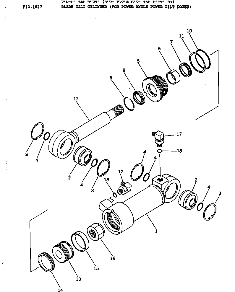 Схема запчастей Komatsu D41A-3 - ЦИЛИНДР ПЕРЕКОСА ОТВАЛА (ДЛЯ ПОВОРОТН. ОТВАЛА С ИЗМ. УГЛОМ DOZER) УПРАВЛ-Е РАБОЧИМ ОБОРУДОВАНИЕМ