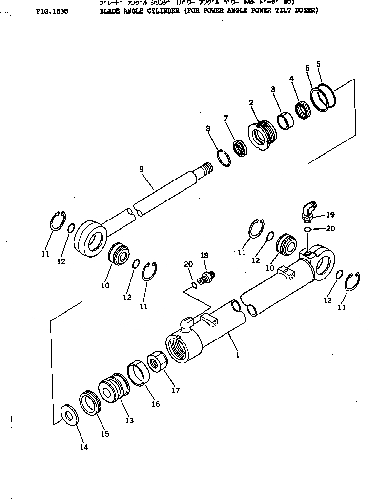 Схема запчастей Komatsu D41A-3 - ОТВАЛ ЦИЛИНДР НАКЛОНА (ДЛЯ ПОВОРОТН. ОТВАЛА С ИЗМ. УГЛОМ DOZER) УПРАВЛ-Е РАБОЧИМ ОБОРУДОВАНИЕМ