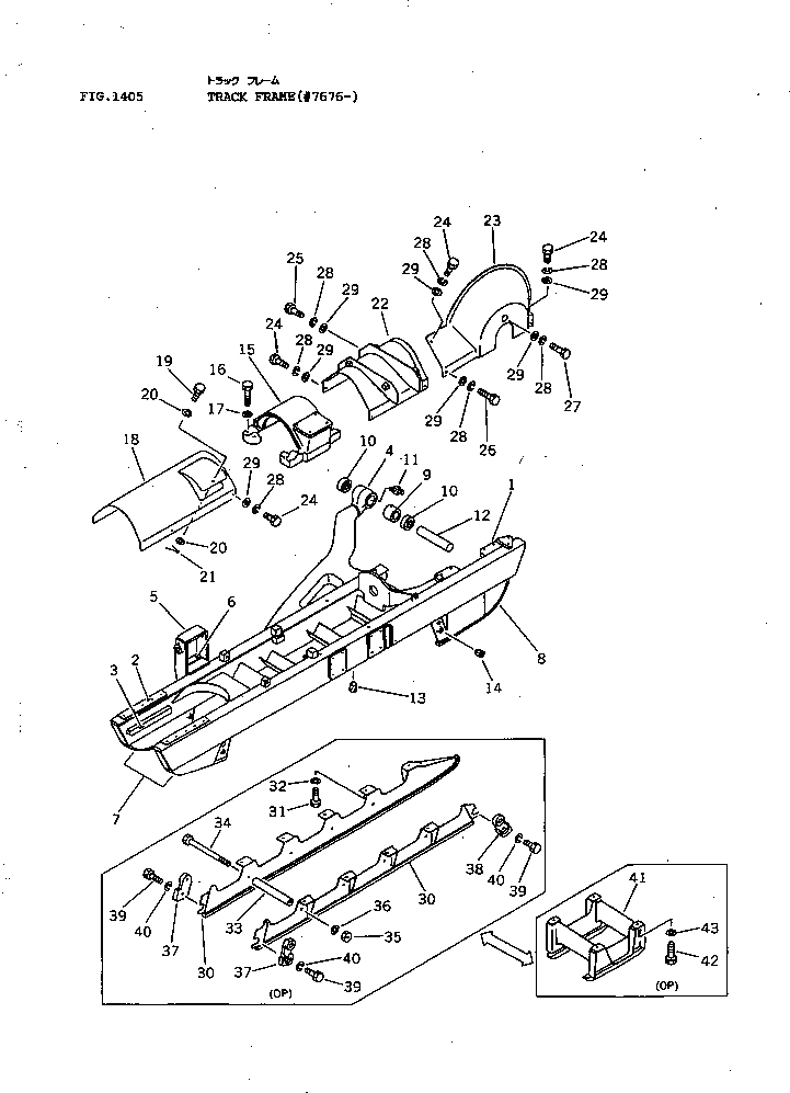 Схема запчастей Komatsu D41A-3 - ГУСЕНИЧНАЯ РАМА(№77-) ГУСЕНИЦЫ