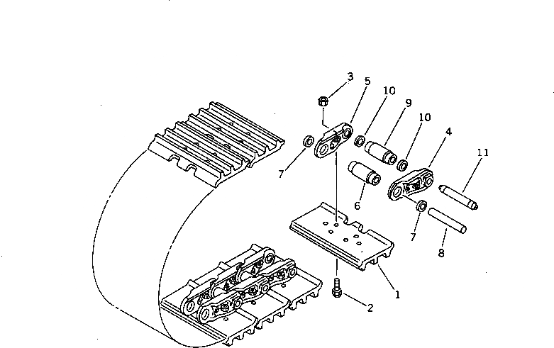 Схема запчастей Komatsu D41A-5 - ГУСЕНИЦЫ (СО СЦЕПНЫМ ПАЛЬЦЕМ) (ТРОЙНОЙ ГРУНТОЗАЦЕП.)(№-) ГУСЕНИЦЫ
