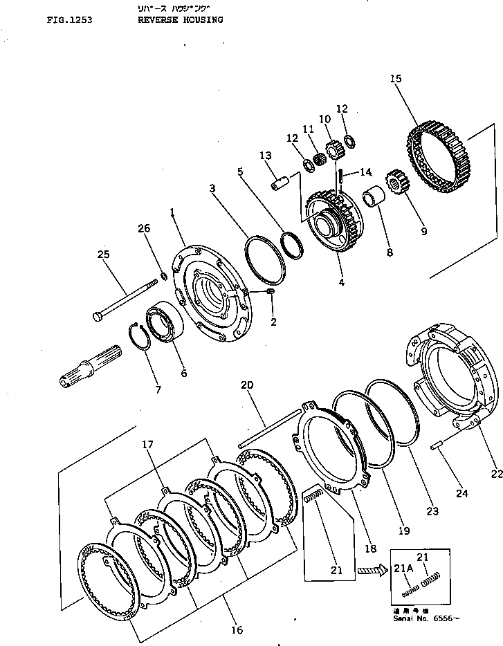 Схема запчастей Komatsu D41E-3A - КОЖУХ РЕВЕРСА ОСНОВН. МУФТА И ТРАНСМИССИЯ