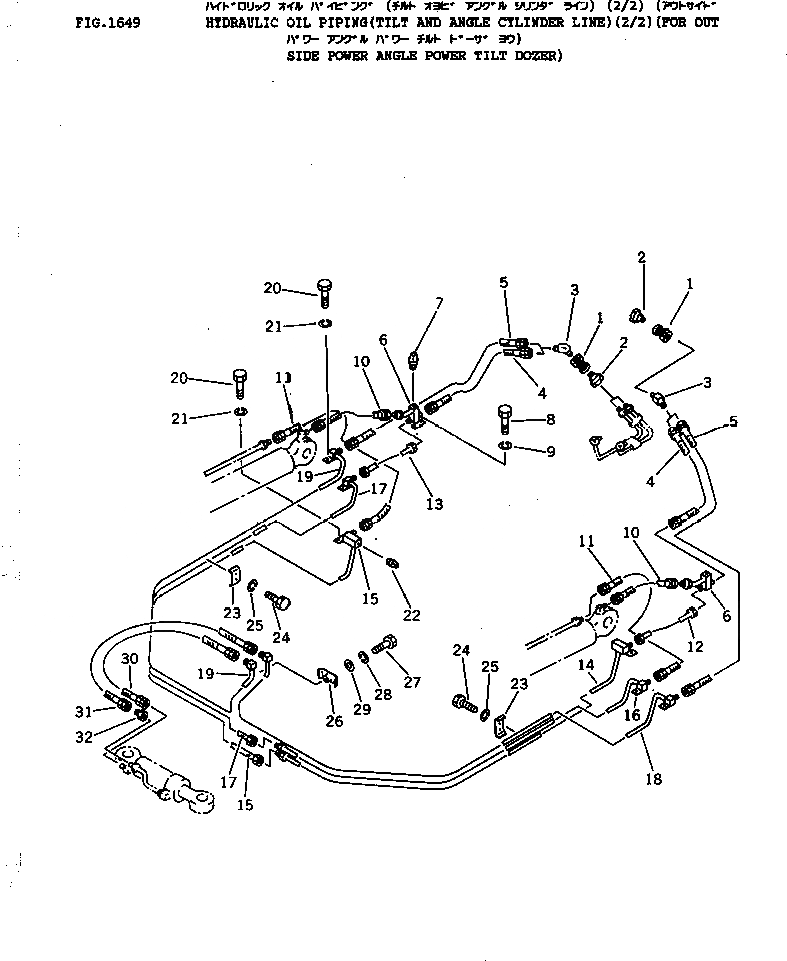 Схема запчастей Komatsu D41E-3A - ГИДРАВЛ МАСЛОПРОВОДЯЩАЯ ЛИНИЯ(НАКЛОН. И ЦИЛИНДР НАКЛОНА ЛИНИЯ)(/)(ДЛЯ OUT  ПОВОРОТН. ОТВАЛ С ИЗМ. УГЛОМ DOZER) УПРАВЛ-Е РАБОЧИМ ОБОРУДОВАНИЕМ