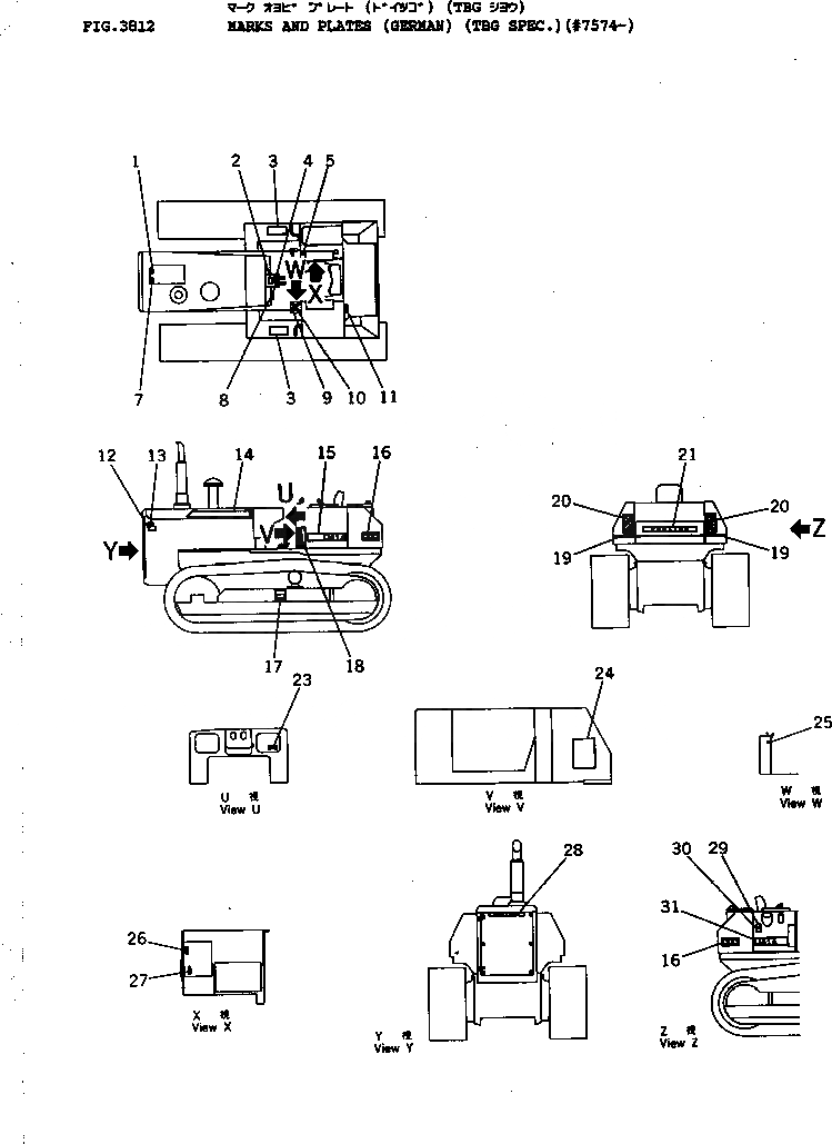Схема запчастей Komatsu D41E-3A - МАРКИРОВКА (ПОРТУГАЛ.) (СПЕЦ-Я TBG)(№77-8) ОПЦИОННЫЕ КОМПОНЕНТЫ