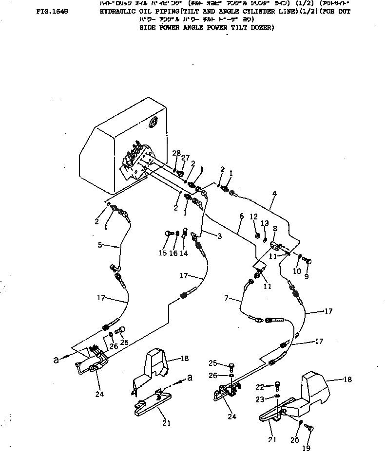 Схема запчастей Komatsu D41E-3 - ГИДРАВЛ МАСЛОПРОВОДЯЩАЯ ЛИНИЯ(НАКЛОН. И ЦИЛИНДР НАКЛОНА ЛИНИЯ)(/)(ДЛЯ OUT  ПОВОРОТН. ОТВАЛ С ИЗМ. УГЛОМ DOZER) УПРАВЛ-Е РАБОЧИМ ОБОРУДОВАНИЕМ