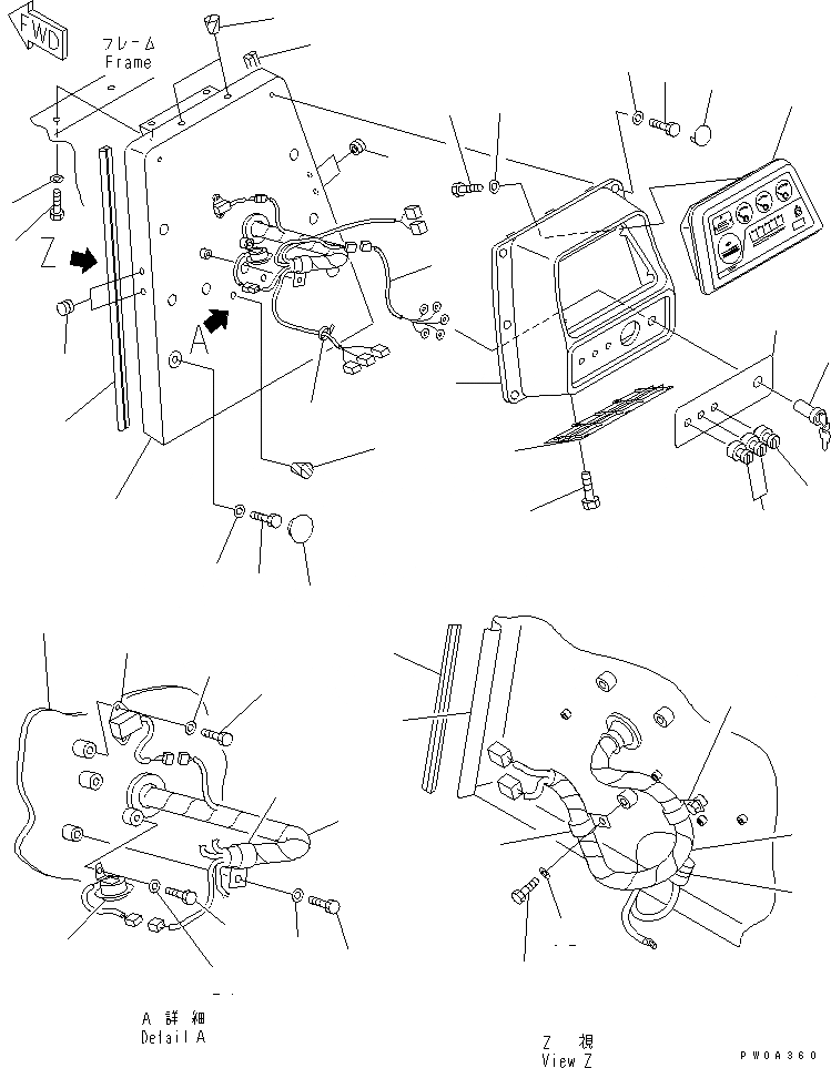 Схема запчастей Komatsu D41E-6K - ПРИБОРНАЯ ПАНЕЛЬ (БЕЗ КАБИНЫ) (С ПАНЕЛЬ МОНИТОРА)(№-) КАБИНА ОПЕРАТОРА И СИСТЕМА УПРАВЛЕНИЯ
