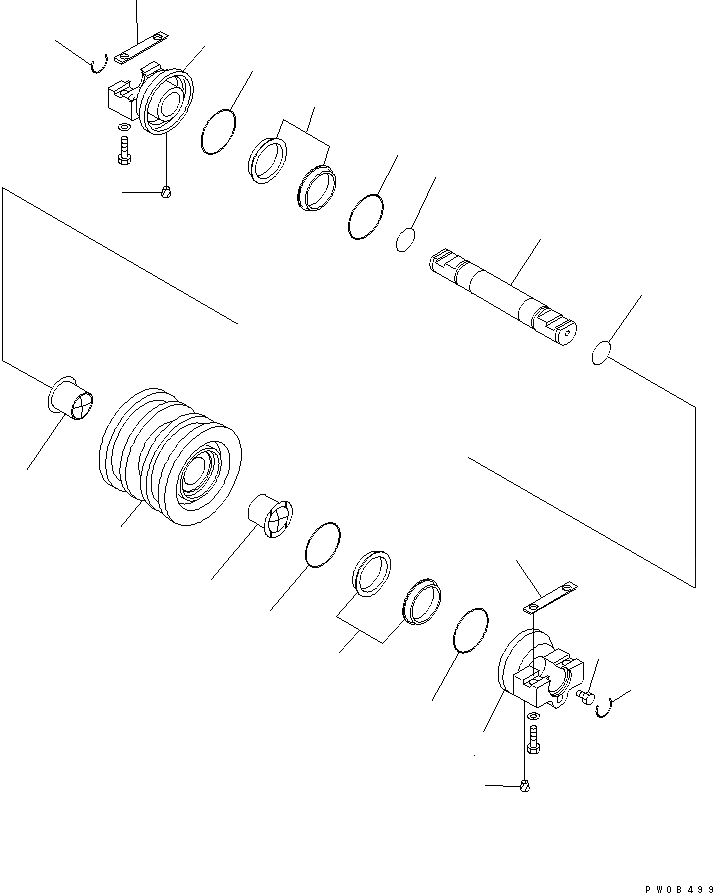 Схема запчастей Komatsu D41E-6K - ОПОРНЫЙ КАТОК (HD СОЕДИНИТЕЛЬН. ЗВЕНО) (ДВОЙН. ГРУНТОЗАЦЕП)    MM ШИР.)(№-9) ХОДОВАЯ