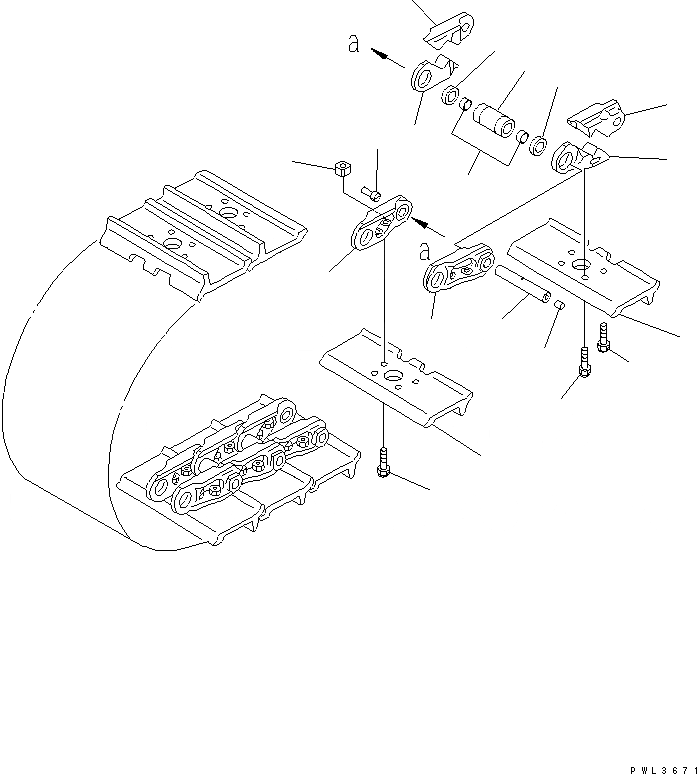 Схема запчастей Komatsu D41E-6K - ГУСЕНИЦЫ (СМАЗЫВ. ТИПА) (ОДИНОЧН. ГРУНТОЗАЦЕП С ОТВЕРСТИЯМИ) (MM ШИР.) (УСИЛ. СОЕДИНИТЕЛЬН. ЗВЕНО)(№-) ХОДОВАЯ