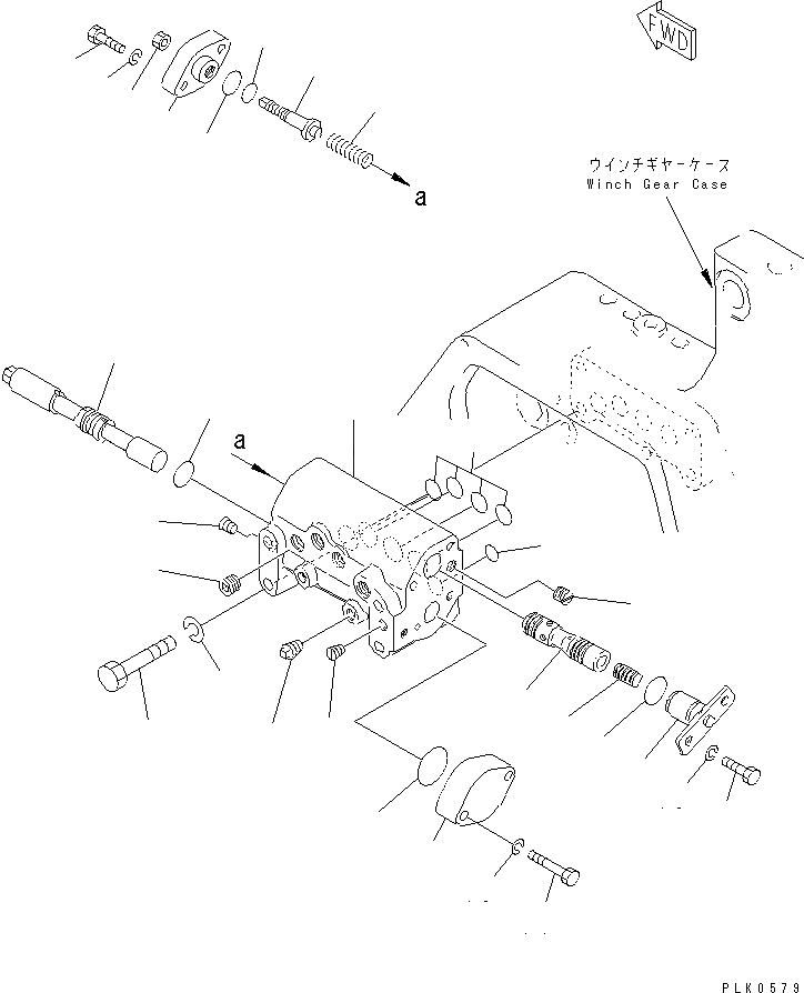 Схема запчастей Komatsu D41E-6K - ТЯГОВ. ЛЕБЕДКА (УПРАВЛЯЮЩ. КЛАПАН) РАБОЧЕЕ ОБОРУДОВАНИЕ
