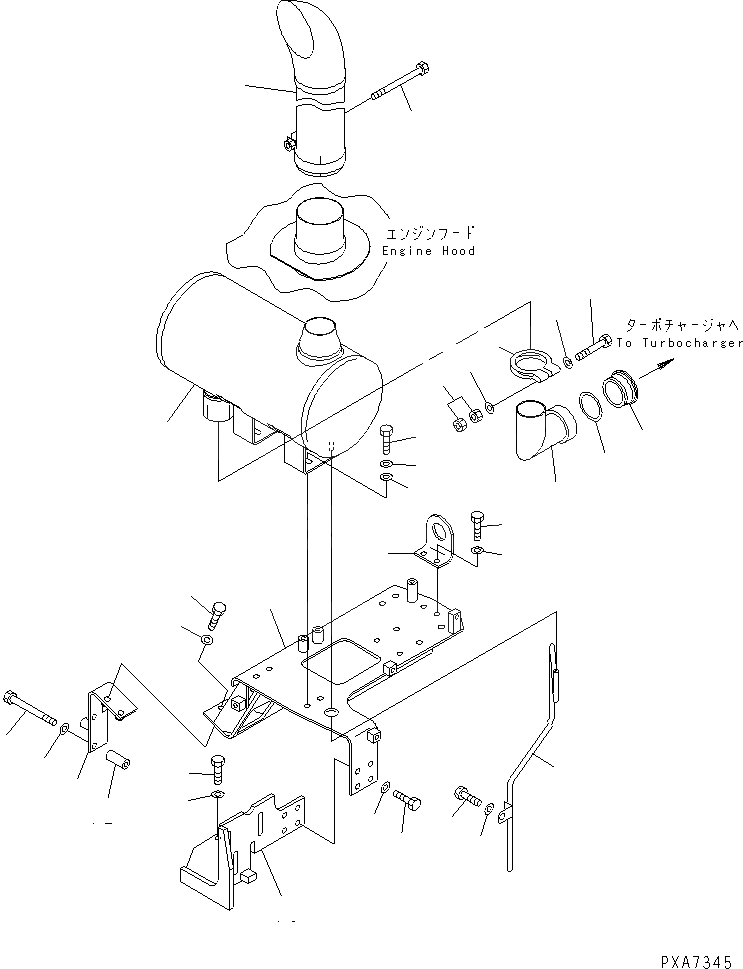 Схема запчастей Komatsu D41E-6 - ГЛУШИТЕЛЬ (КОРОТК. PIPE) КОМПОНЕНТЫ ДВИГАТЕЛЯ