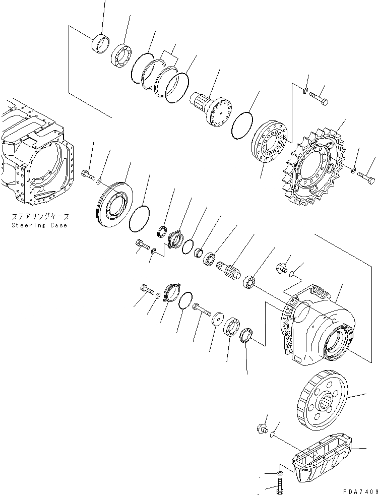 Схема запчастей Komatsu D41E-6 - КОНЕЧНАЯ ПЕРЕДАЧА (ЛЕВ.)(№B-B) СИЛОВАЯ ПЕРЕДАЧА И КОНЕЧНАЯ ПЕРЕДАЧА