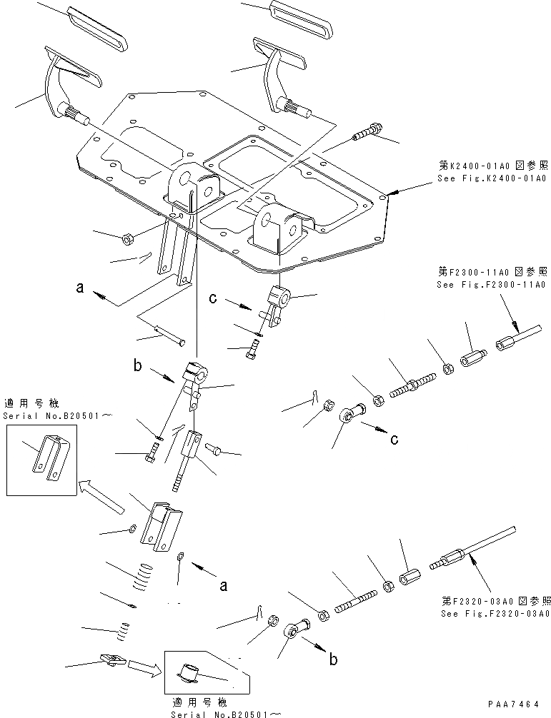 Схема запчастей Komatsu D41E-6 - ПОЛ (ТОРМОЗ. И ПЕДАЛЬ ТОЛЧКОВОГО РЕГУЛИР-Я) КАБИНА ОПЕРАТОРА И СИСТЕМА УПРАВЛЕНИЯ