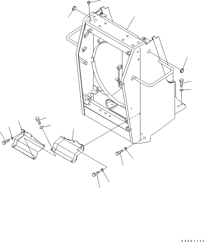 Схема запчастей Komatsu D41E-BB-6C - ЗАЩИТА РАДИАТОРА (REGULATION OF ЕС DYNAMIC NOISE) ЧАСТИ КОРПУСА