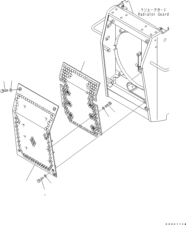 Схема запчастей Komatsu D41E-BB-6C - ЗАСЛОНКА РАДИАТОРА (ДВОЙН.) ЧАСТИ КОРПУСА