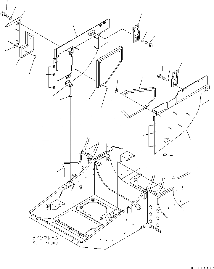 Схема запчастей Komatsu D41E-BB-6C - ФРОНТАЛЬНАЯ ЗАЩИТА (БОКОВ. КРЫШКА ДВИГ.¤ НИЖН.) (REGULATION OF ЕС DYNAMIC NOISE) ЧАСТИ КОРПУСА