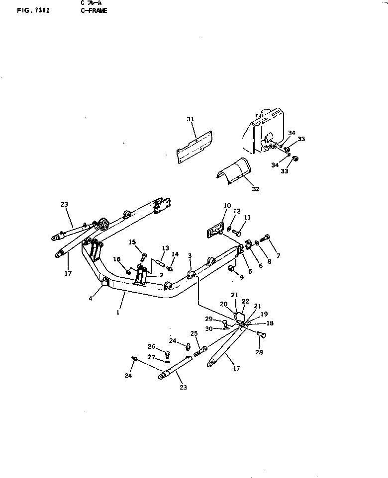 Схема запчастей Komatsu D41P-5 - С-ОБРАЗН. РАМА РАБОЧЕЕ ОБОРУДОВАНИЕ