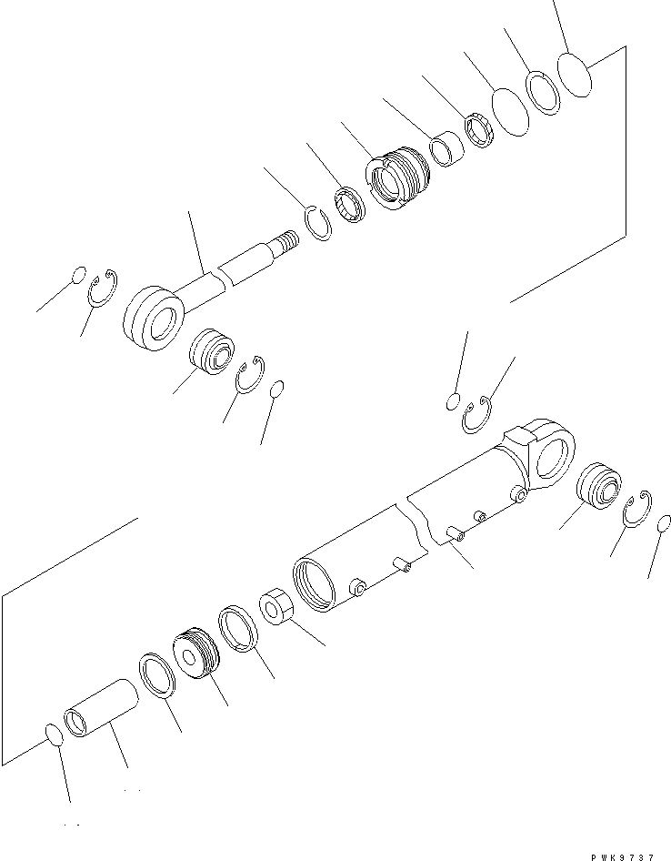 Схема запчастей Komatsu D41P-6K - ОТВАЛ ЦИЛИНДР НАКЛОНА (ВНУТР. ЧАСТИ) (ШИР. ТИП) ОСНОВН. КОМПОНЕНТЫ И РЕМКОМПЛЕКТЫ