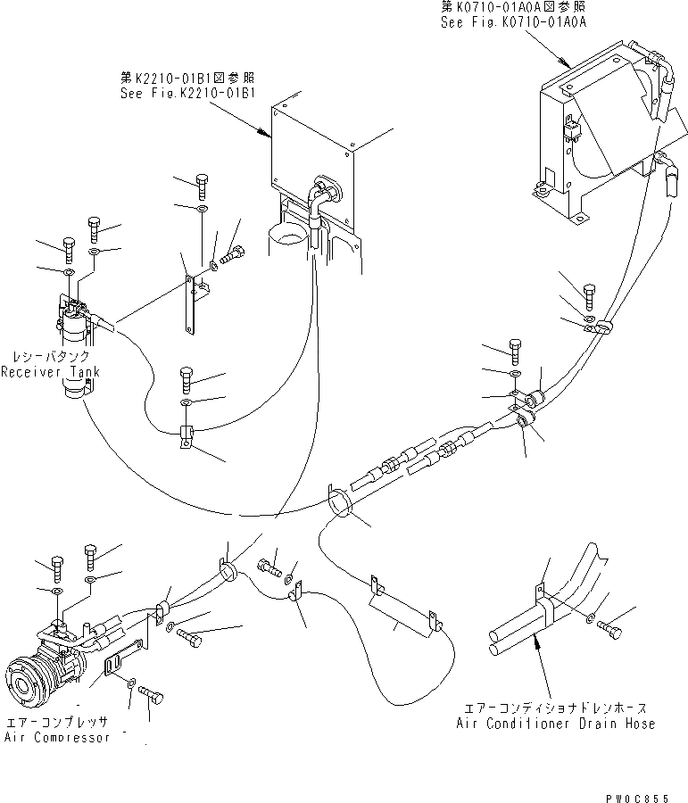 Схема запчастей Komatsu D41P-6K - КОНДИЦ. ВОЗДУХА (КОРПУС ЛИНИИ)(№-) КАБИНА ОПЕРАТОРА И СИСТЕМА УПРАВЛЕНИЯ