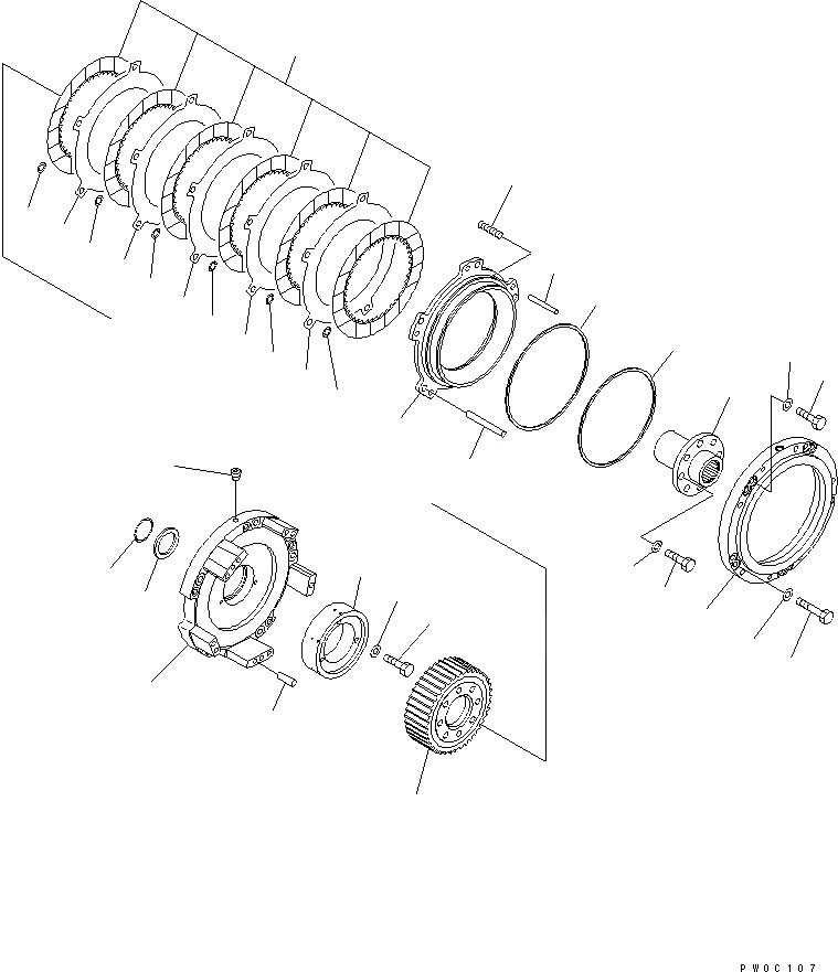 Схема запчастей Komatsu D41PF-6K - СИЛОВАЯ ЛИНИЯ (ДОПОЛН. ТОРМОЗ. ЛЕВ.) СИЛОВАЯ ПЕРЕДАЧА И КОНЕЧНАЯ ПЕРЕДАЧА