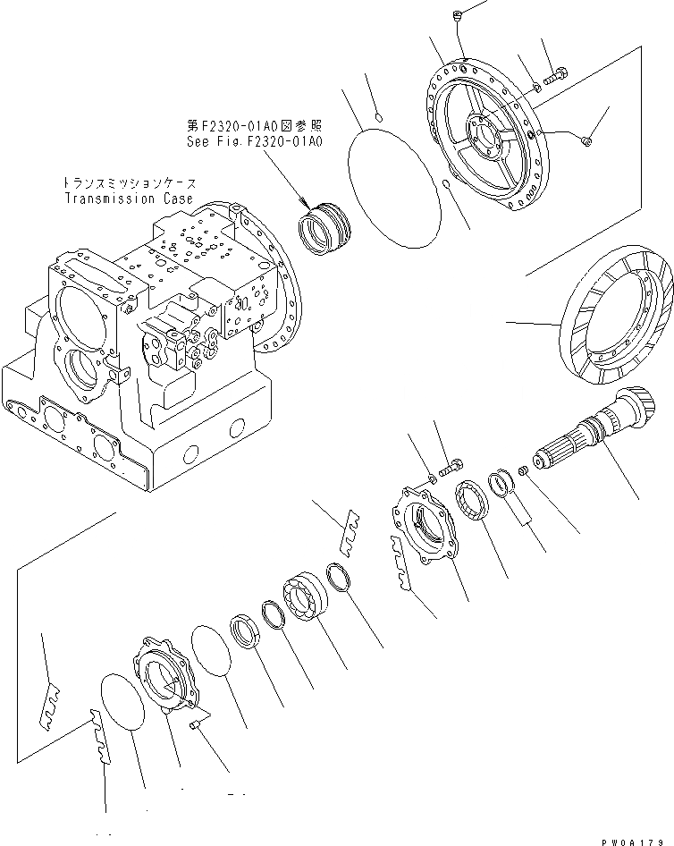 Схема запчастей Komatsu D41PF-6K - ТРАНСМИССИЯ (ВЫХОД) СИЛОВАЯ ПЕРЕДАЧА И КОНЕЧНАЯ ПЕРЕДАЧА