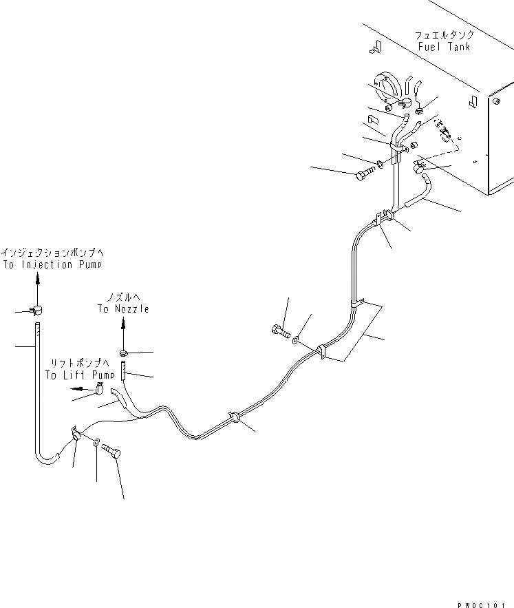 Схема запчастей Komatsu D41PF-6K-T2 - ТОПЛИВН. ЛИНИЯ(№-) ТОПЛИВН. БАК. AND КОМПОНЕНТЫ