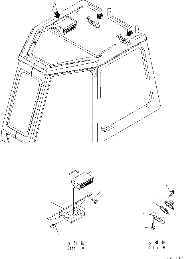 Схема запчастей Komatsu D41PF-6K-T2 - КАБИНА (AM-FM CASSETTE STEREO) КАБИНА ОПЕРАТОРА И СИСТЕМА УПРАВЛЕНИЯ