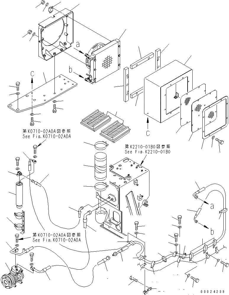 Схема запчастей Komatsu D41PF-6K-T2 - КОНДИЦ. ВОЗДУХА (КОНДЕНСАТОР И КОМПРЕССОР) (ДЛЯ РЕВЕРСИВНЫЙ ВЕНТИЛЯТОР)(№-) КАБИНА ОПЕРАТОРА И СИСТЕМА УПРАВЛЕНИЯ