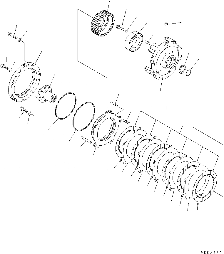 Схема запчастей Komatsu D41PF-6 - СИЛОВАЯ ЛИНИЯ (ДОПОЛН. ТОРМОЗ. ПРАВ.) (PF) СИЛОВАЯ ПЕРЕДАЧА И КОНЕЧНАЯ ПЕРЕДАЧА