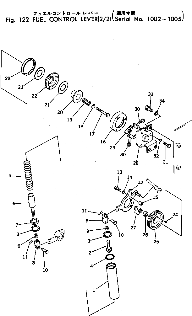 Схема запчастей Komatsu D455A-1 - РЫЧАГ УПРАВЛ-Я ПОДАЧЕЙ ТОПЛИВА (/)(№-) КОМПОНЕНТЫ ДВИГАТЕЛЯ И ЭЛЕКТРИКА