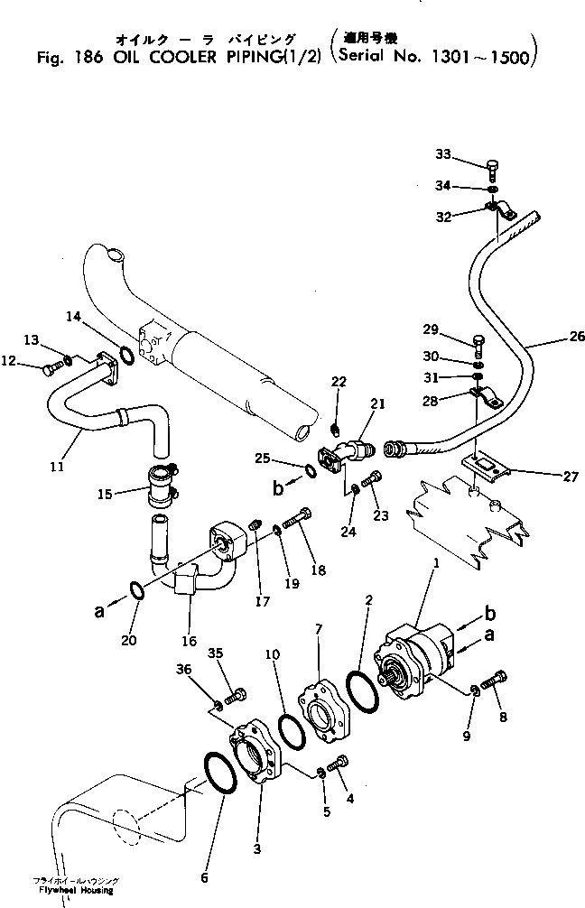 Схема запчастей Komatsu D455A-1 - ЛИНИИ МАСЛООХЛАДИТЕЛЯ (/)(№-) КОМПОНЕНТЫ ДВИГАТЕЛЯ И ЭЛЕКТРИКА