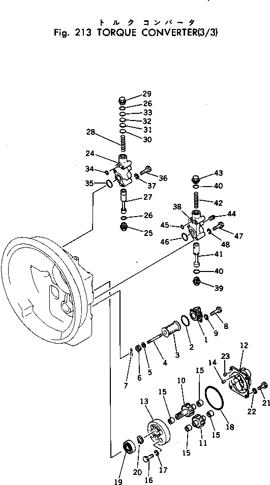Схема запчастей Komatsu D455A-1 - ГИДРОТРАНСФОРМАТОР (/) ГИДРОТРАНСФОРМАТОР И ТРАНСМИССИЯ