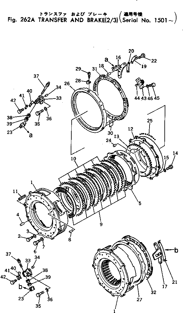 Схема запчастей Komatsu D455A-1 - ПЕРЕДАЧА И ТОРМОЗ. (/)(№-) ГИДРОТРАНСФОРМАТОР И ТРАНСМИССИЯ