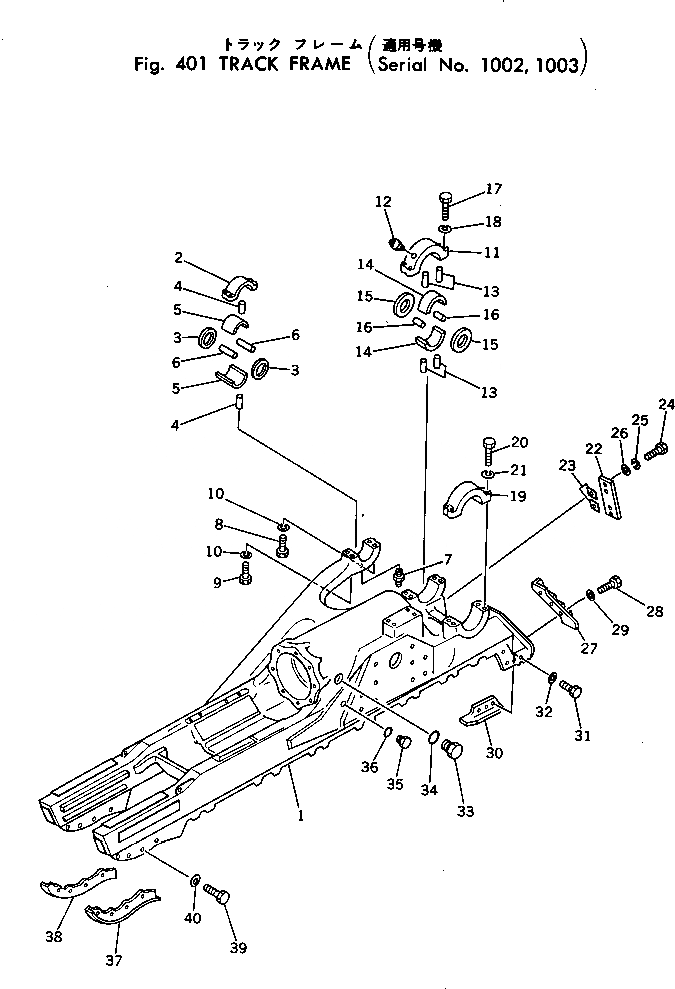Схема запчастей Komatsu D455A-1 - ГУСЕНИЧНАЯ РАМА(№-) ГУСЕНИЦЫ