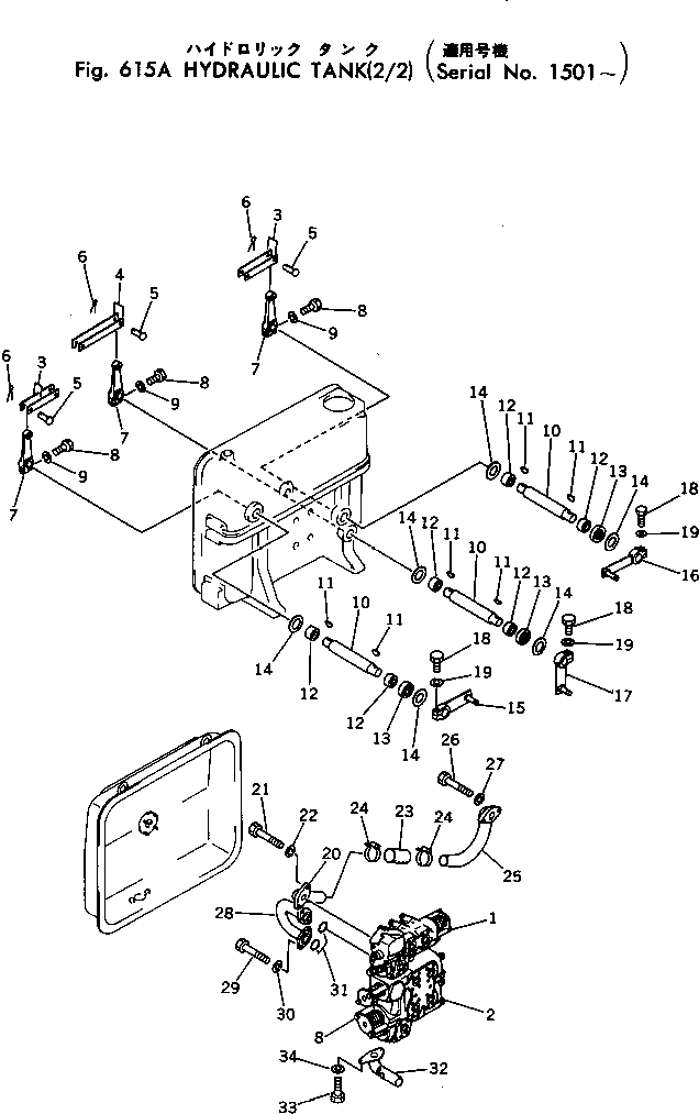 Схема запчастей Komatsu D455A-1 - ГИДР. БАК. (/)(№-) УПРАВЛ-Е РАБОЧИМ ОБОРУДОВАНИЕМ