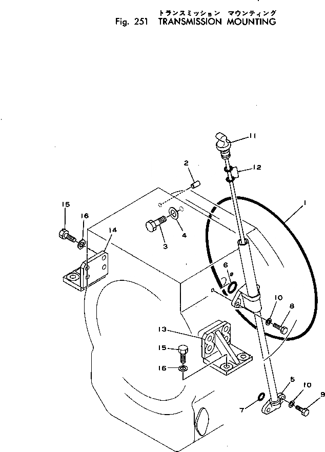 Схема запчастей Komatsu D45A-1 - КРЕПЛЕНИЕ ТРАНСМИССИИ ГИДРОТРАНСФОРМАТОР И ТРАНСМИССИЯ
