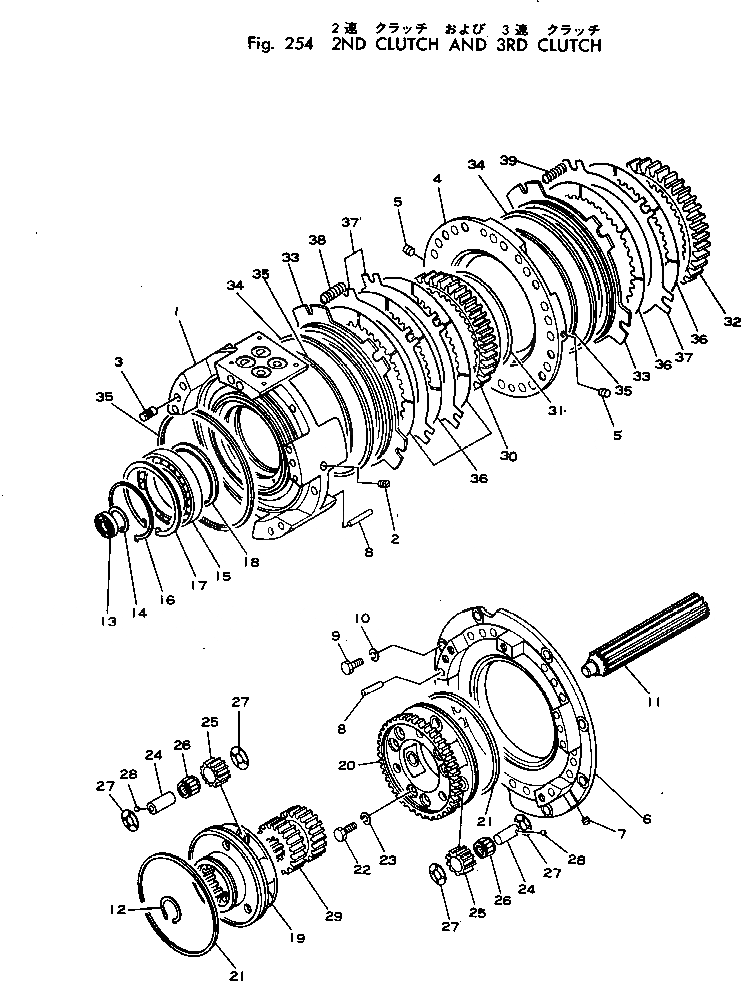 Схема запчастей Komatsu D45P-1 - 2 МУФТА И 3 МУФТА ГИДРОТРАНСФОРМАТОР И ТРАНСМИССИЯ