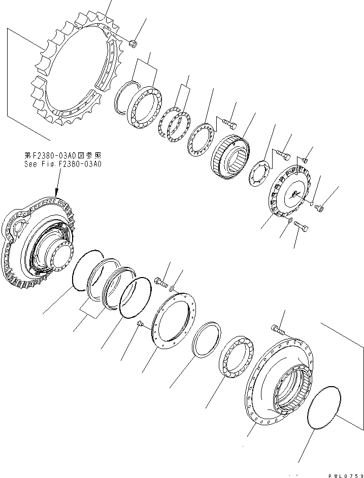Схема запчастей Komatsu D475A-3 - КОНЕЧНАЯ ПЕРЕДАЧА¤ ЛЕВ. (/) (TAR ПЕСЧАН. СПЕЦ-Я.) СИЛОВАЯ ПЕРЕДАЧА И КОНЕЧНАЯ ПЕРЕДАЧА