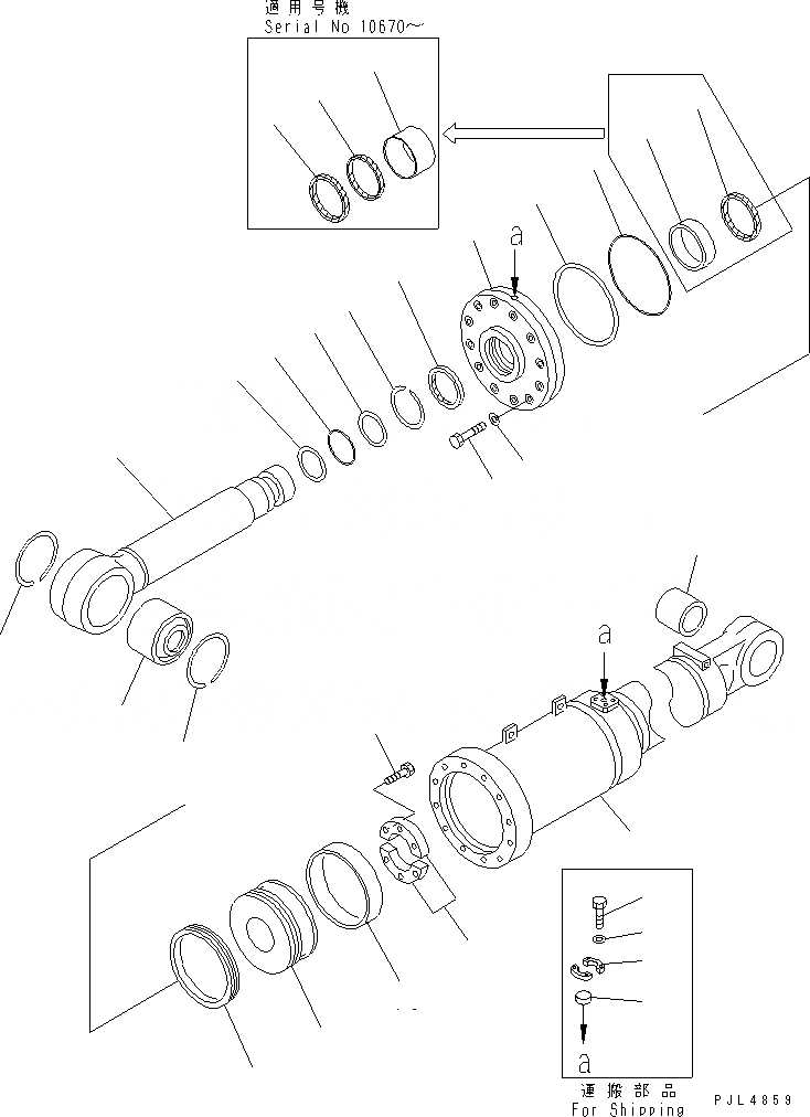 Схема запчастей Komatsu D475A-3 - ЦИЛИНДР ПЕРЕКОСА ОТВАЛА ОСНОВН. КОМПОНЕНТЫ И РЕМКОМПЛЕКТЫ