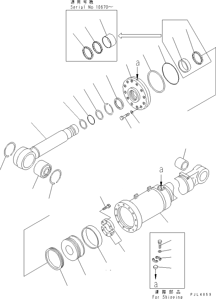 Схема запчастей Komatsu D475A-3-HD - ЦИЛИНДР ПЕРЕКОСА ОТВАЛА ОСНОВН. КОМПОНЕНТЫ И РЕМКОМПЛЕКТЫ