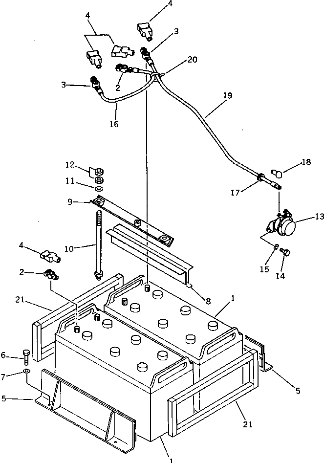 Схема запчастей Komatsu D475A-1 - АККУМУЛЯТОР И РЕЛЕ¤ ПРАВ. КОМПОНЕНТЫ ДВИГАТЕЛЯ И ЭЛЕКТРИКА