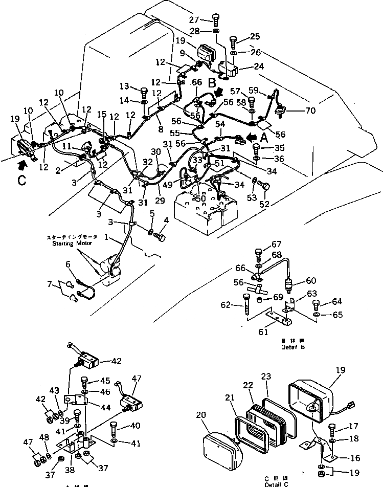 Схема запчастей Komatsu D475A-1 - ЭЛЕКТРИКА (/) КОМПОНЕНТЫ ДВИГАТЕЛЯ И ЭЛЕКТРИКА