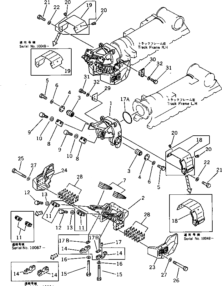 Схема запчастей Komatsu D475A-1 - ВИЛКА И COVER ГУСЕНИЦЫ