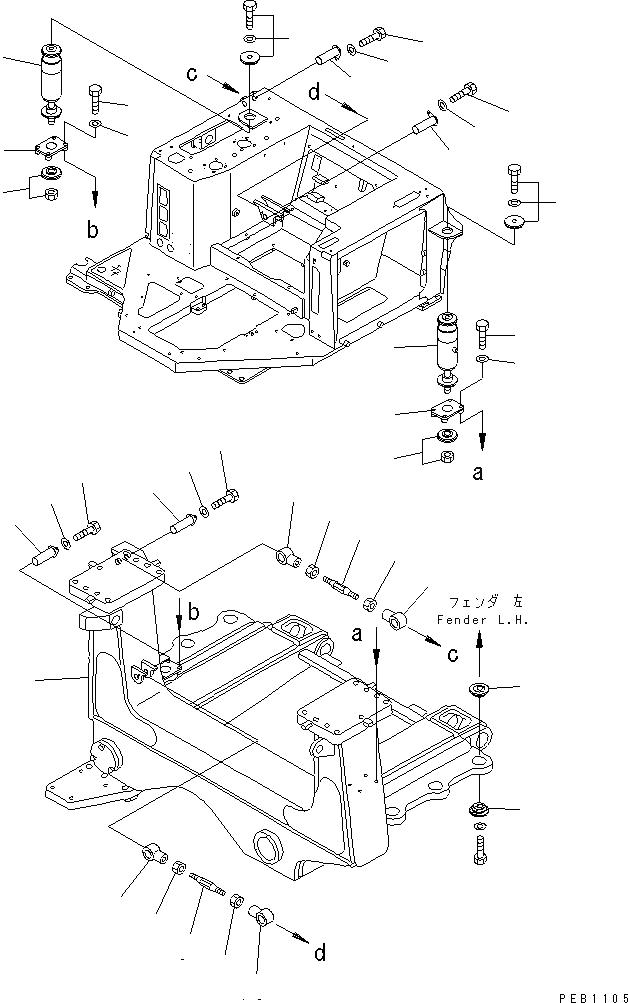 Схема запчастей Komatsu D475A-2 - КАБИНА ПОДВЕСКА (/)(№-) ЧАСТИ КОРПУСА