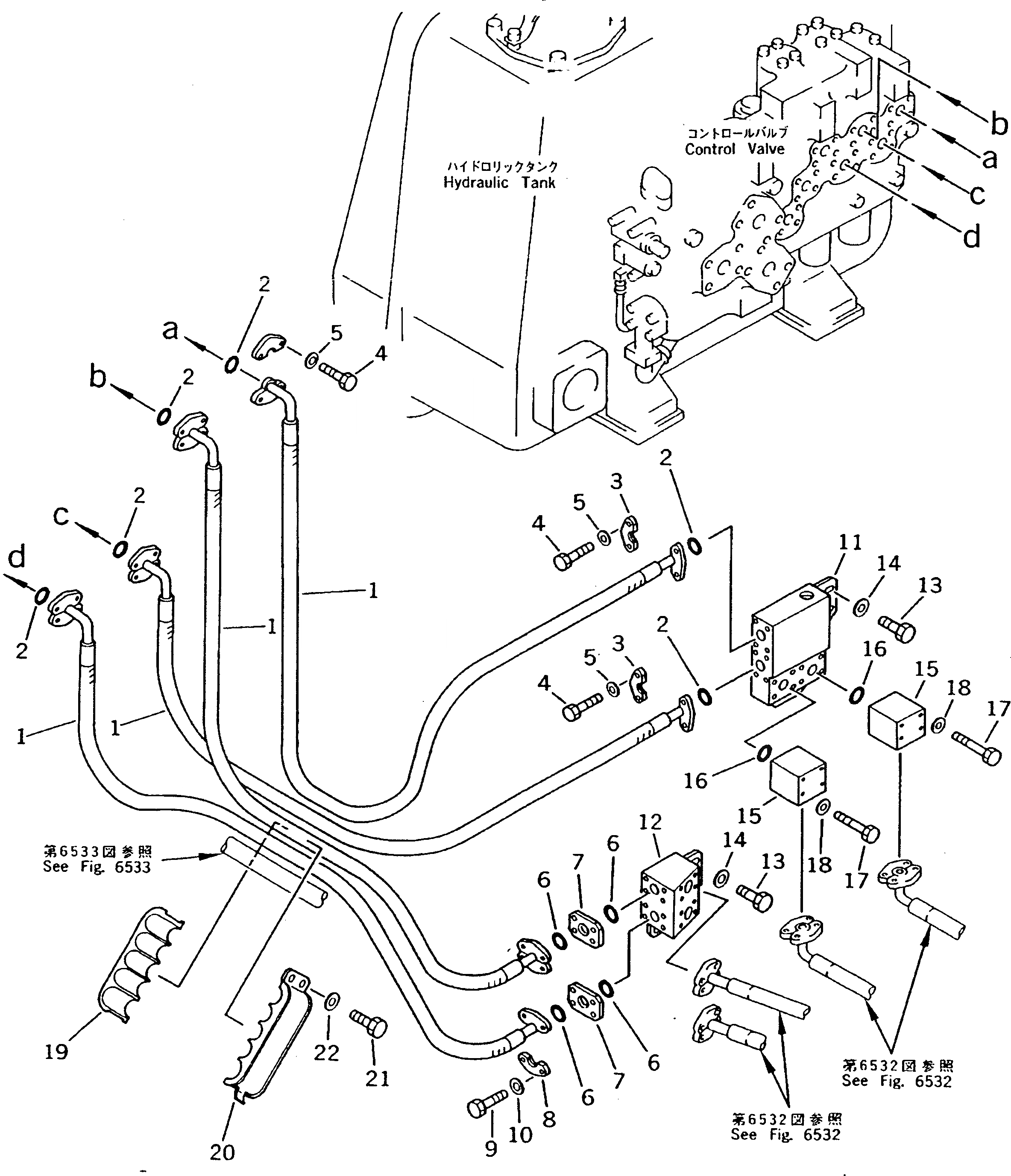 Схема запчастей Komatsu D475A-2 - ГИДРОЛИНИЯ (РЫХЛИТЕЛЬ LIFT И ЛИНИЯ ПЕРЕКОСА) (/) УПРАВЛ-Е РАБОЧИМ ОБОРУДОВАНИЕМ