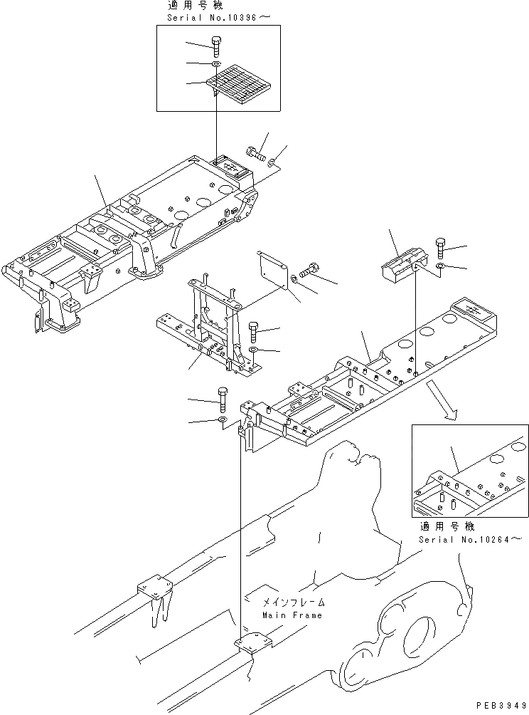 Схема запчастей Komatsu D475A-2 - КРЫЛО(№9-) ЧАСТИ КОРПУСА