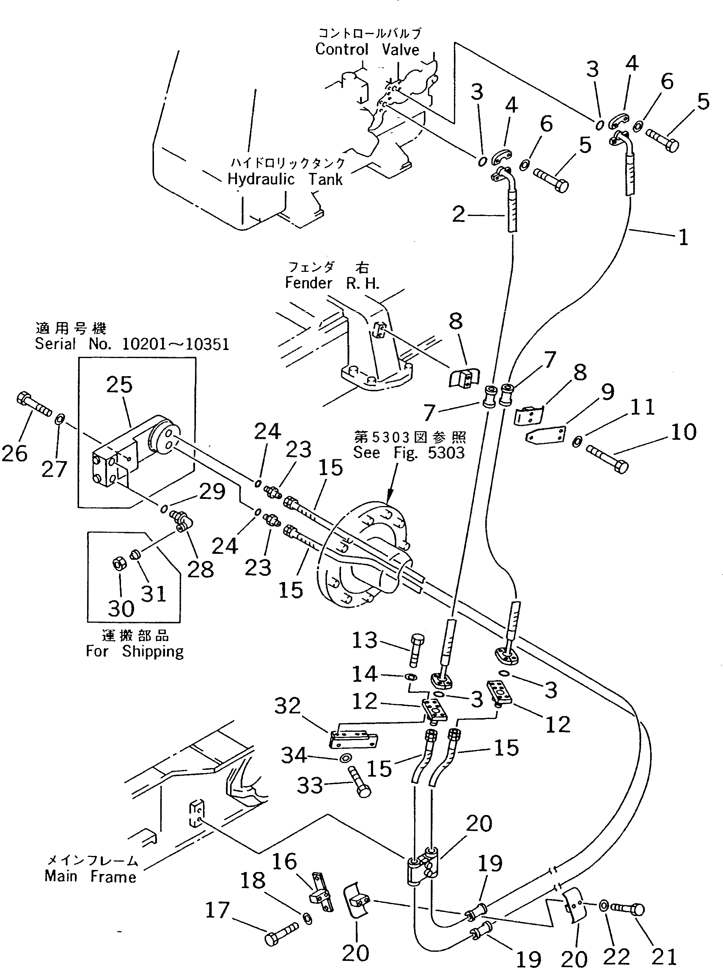 Схема запчастей Komatsu D475A-2 - ГИДРОЛИНИЯ (ПЕРЕКОС. ОТВАЛА ЛИНИЯ) УПРАВЛ-Е РАБОЧИМ ОБОРУДОВАНИЕМ