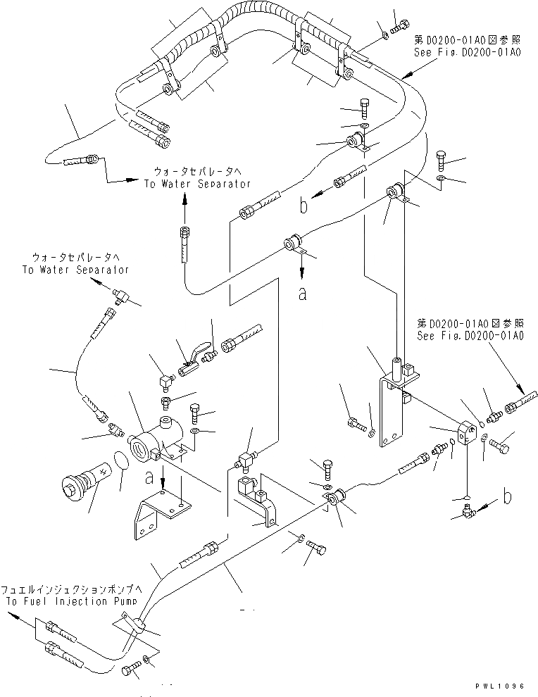 Схема запчастей Komatsu D475A-3 - ТОПЛИВН. ЛИНИЯ ДВИГАТЕЛЯ (С ВОДООТДЕЛИТЕЛЕМ) ТОПЛИВН. БАК. AND КОМПОНЕНТЫ