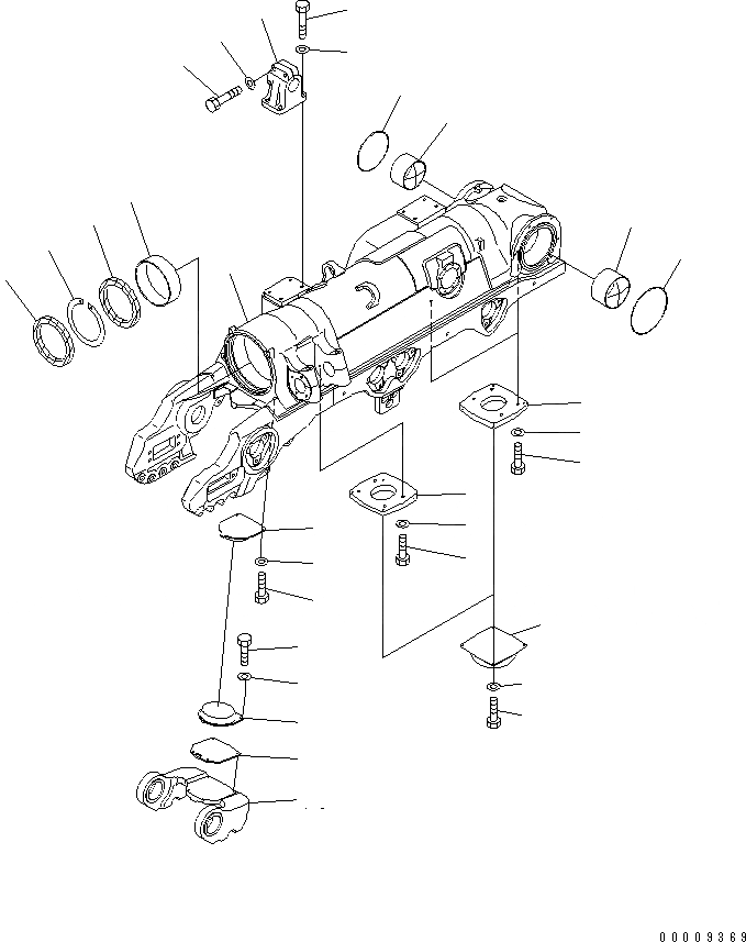 Схема запчастей Komatsu D475A-3 - ГУСЕНИЧНАЯ РАМА (ПРАВ.) (ДЛЯ ПОЛН. ЗАЩИТА КАТКОВ)(№8-) ХОДОВАЯ