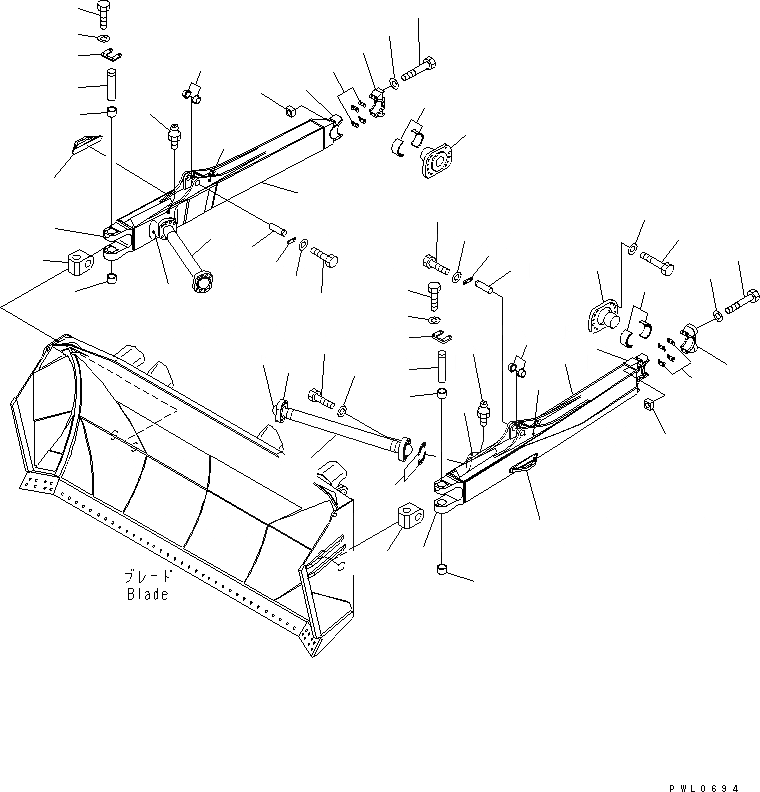 Схема запчастей Komatsu D475A-3 - РАМА ПРЯМ. ОТВАЛА (ДЛЯ SUPER DOZER) РАБОЧЕЕ ОБОРУДОВАНИЕ